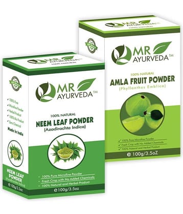 MR Ayurveda 100% Pure Neem Powder and Amla Powder Hair Scalp Treatment 200 g Pack of 2