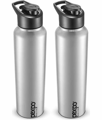PEXPO 1000 ml Stainless Steel Sports Water Bottle (Set of 2, Silver, Chromo)