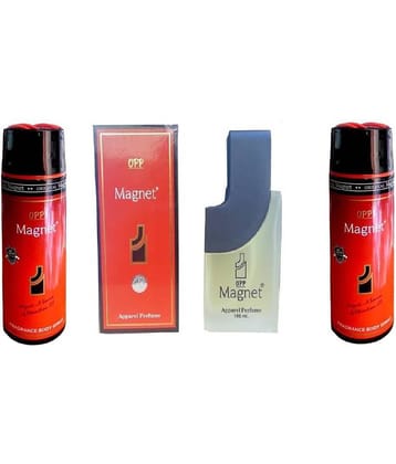 OPP 2 Magnet Body Spray 200 ml each and 1 Magnet Apparel Perfume 100 ml, (Pack of 3)