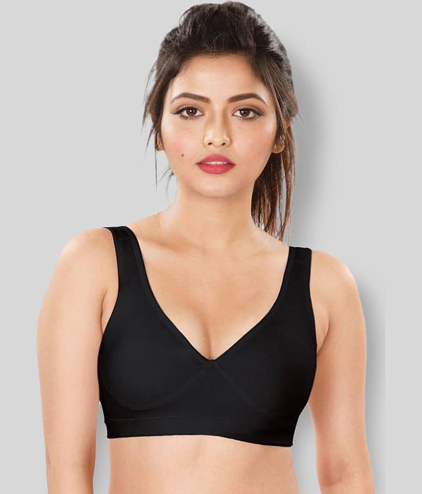Dermawear - Black Poly Cotton Lightly Padded Women's Sports Bra ( Pack of 1 )
