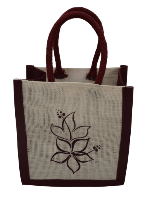 Stylish Jute Tote Bag with Floral Design