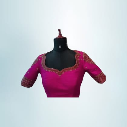 Magenta Silk Maggam Work Designer Blouse | Intricate Hand Embroidery | Ethnic Party Wear