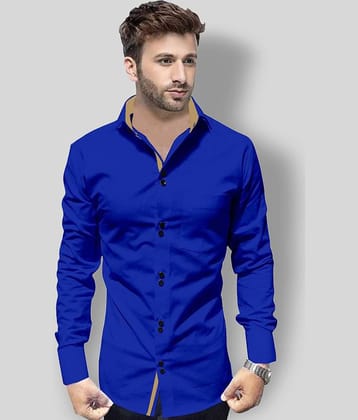 P&V - Blue Cotton Blend Slim Fit Men's Casual Shirt (Pack of 1)