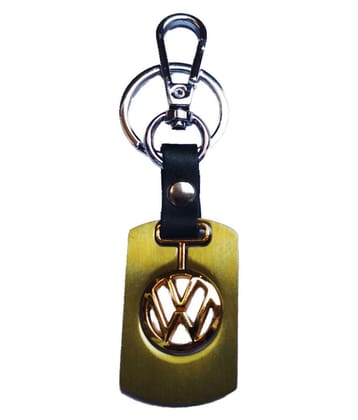 Americ Style VOLKSWAGEN Golden Metal Swinging Logo Locking Locking Key Chain  (Gold)