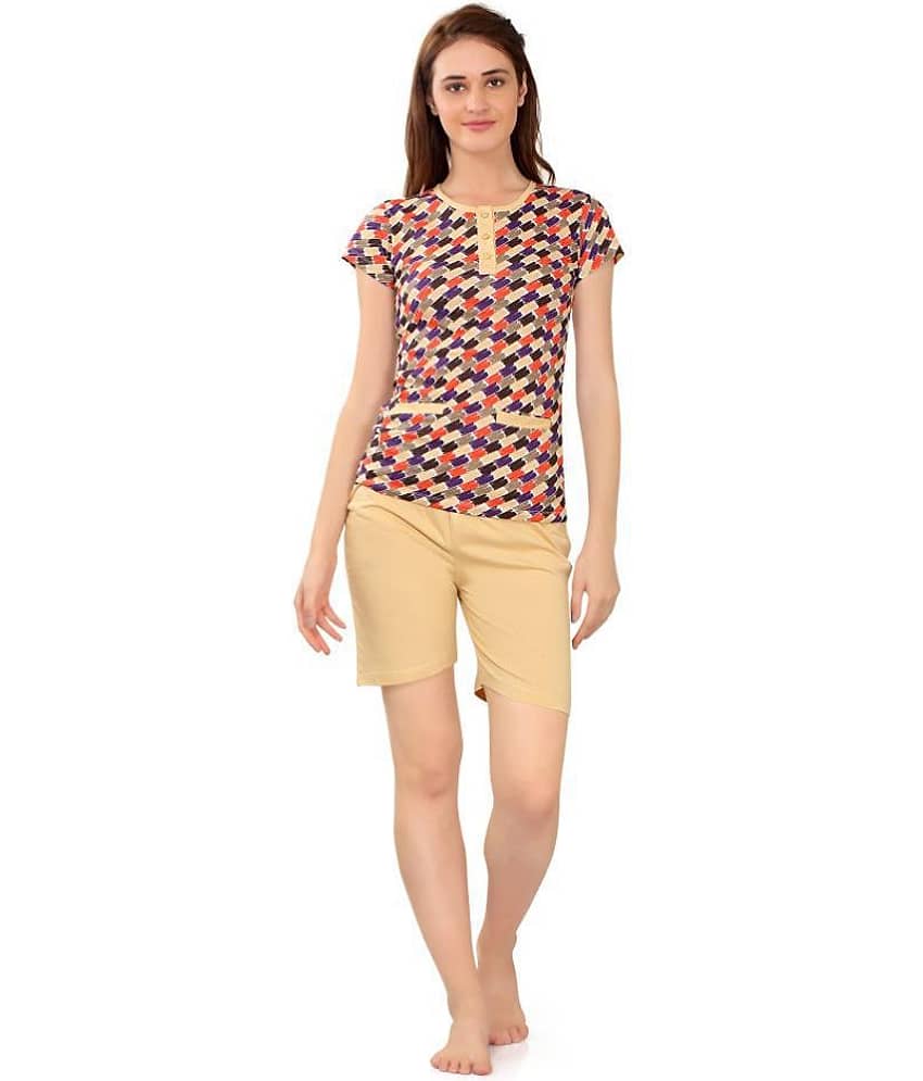 Zebu Cotton Nightsuit Sets - Beige