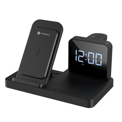 Portronics Bella 15W, 3 in 1 Wireless Charger for iPhones & Watches (Black)