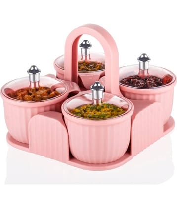 iview kitchenware Dry Fruit/Masala/Dal Plastic Pink Pickle Container ( Set of 1 )
