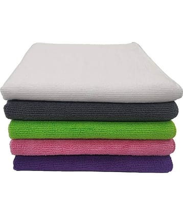 SOFTSPUN Microfiber Cloth - 5 pcs - 40x40 cms - 340 GSM Multicolor - Thick Lint & Streak-Free Multipurpose Cloths - Automotive Microfibre Towels for Car Bike Cleaning Polishing Washing & Detailing