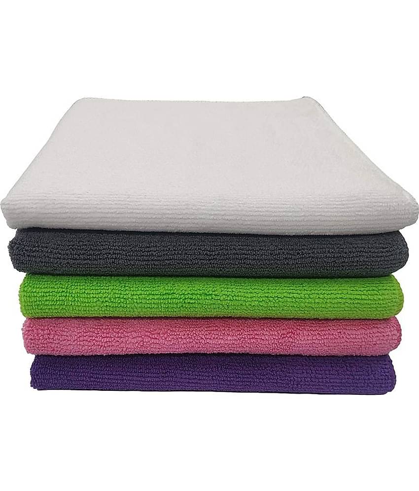 SOFTSPUN Microfiber Cloth - 5 pcs - 40x40 cms - 340 GSM Multicolor - Thick Lint & Streak-Free Multipurpose Cloths - Automotive Microfibre Towels for Car Bike Cleaning Polishing Washing & Detailing