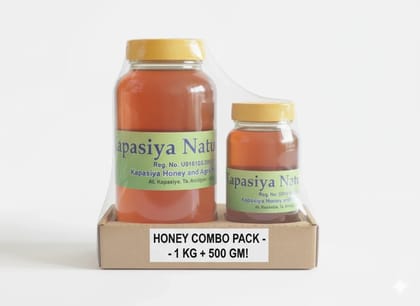 Kapasiya Honey Combo Pack 1.5 kg (1 kg + 500 g) | 100% Pure Honey | No Added Sugar or Preservatives | Boosts Immunity & Energy