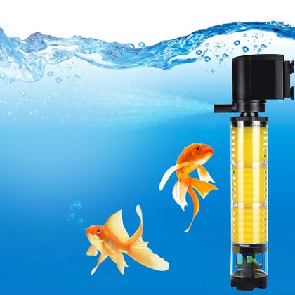 Transparent Internal Aquarium Filter – Submersible Oxygen Pump with Fan-Based Cleaning & Filter Sponge