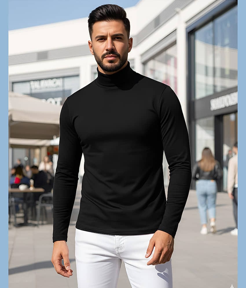 ENITOR Men Cotton Blend Regular Fit Solid T-Shirt ( Olive )