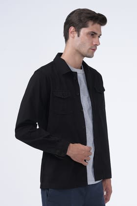 Kraken - Cotton Twill Overshirt - Black-S-38 / BLACK