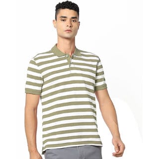 Fashlook Men Multicolor Striped Cotton Blend Polo T-Shirt