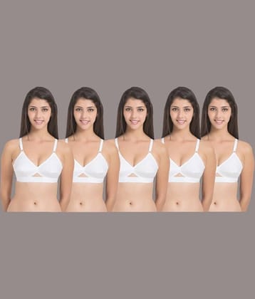 Desiprime Pack of 5 Cotton Non Padded Women's Everyday Bra ( White )