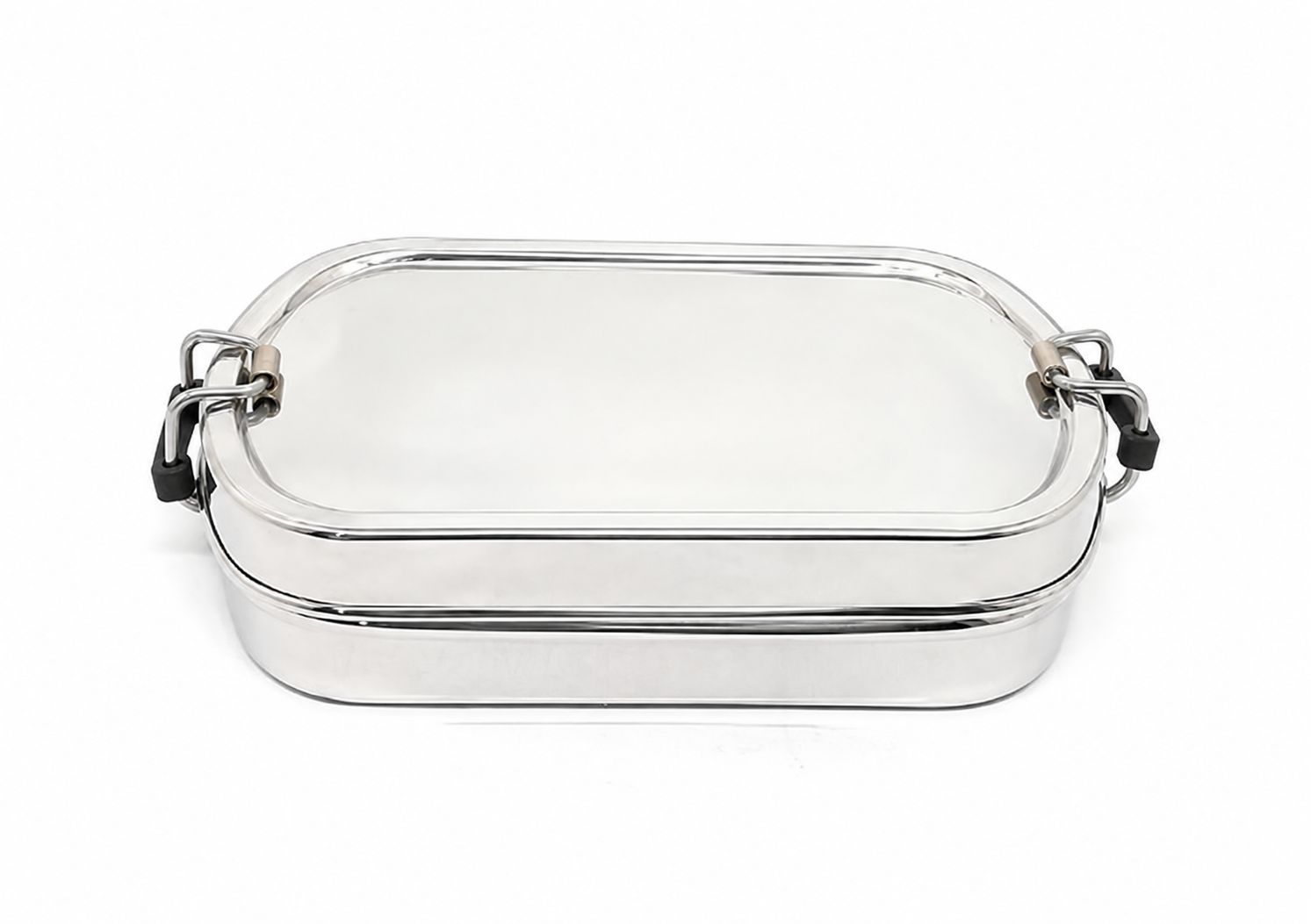 Stainless Steel Lunch Box with Transparent Lid & Locking Clips | Rectangular Steel Tiffin Box