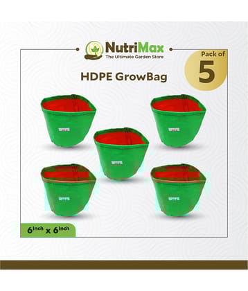 Nutrimax 200 GSM HDPE Grow Bags 6 inch x 6 inch Pack of 5 Outdoor Plant Bag