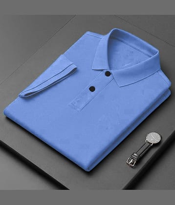 CATBUNNY Pack of 1 Cotton Regular Fit Solid Half Sleeves Men's Polo T Shirt ( Sky Blue )