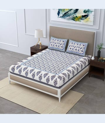 PETROSOLY Cotton 1 Double Bedsheet with 2 Pillow Covers ( Grey )