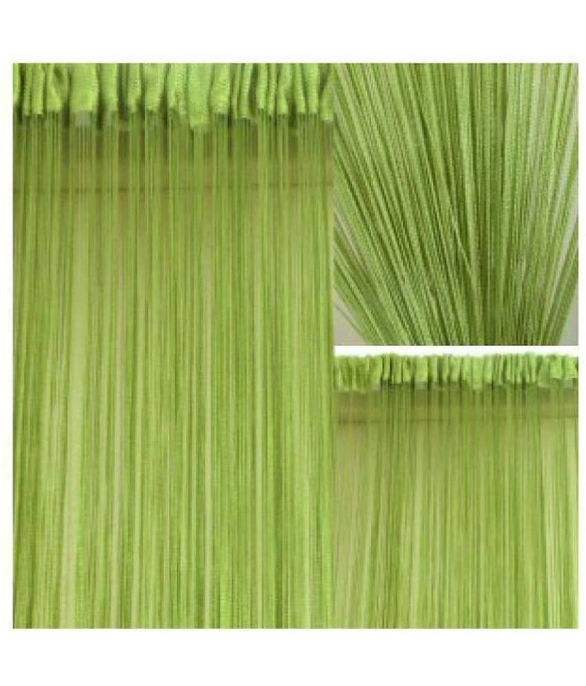 YUTIRITI Set of 2 Door Ring Rod Polyester Curtains Green