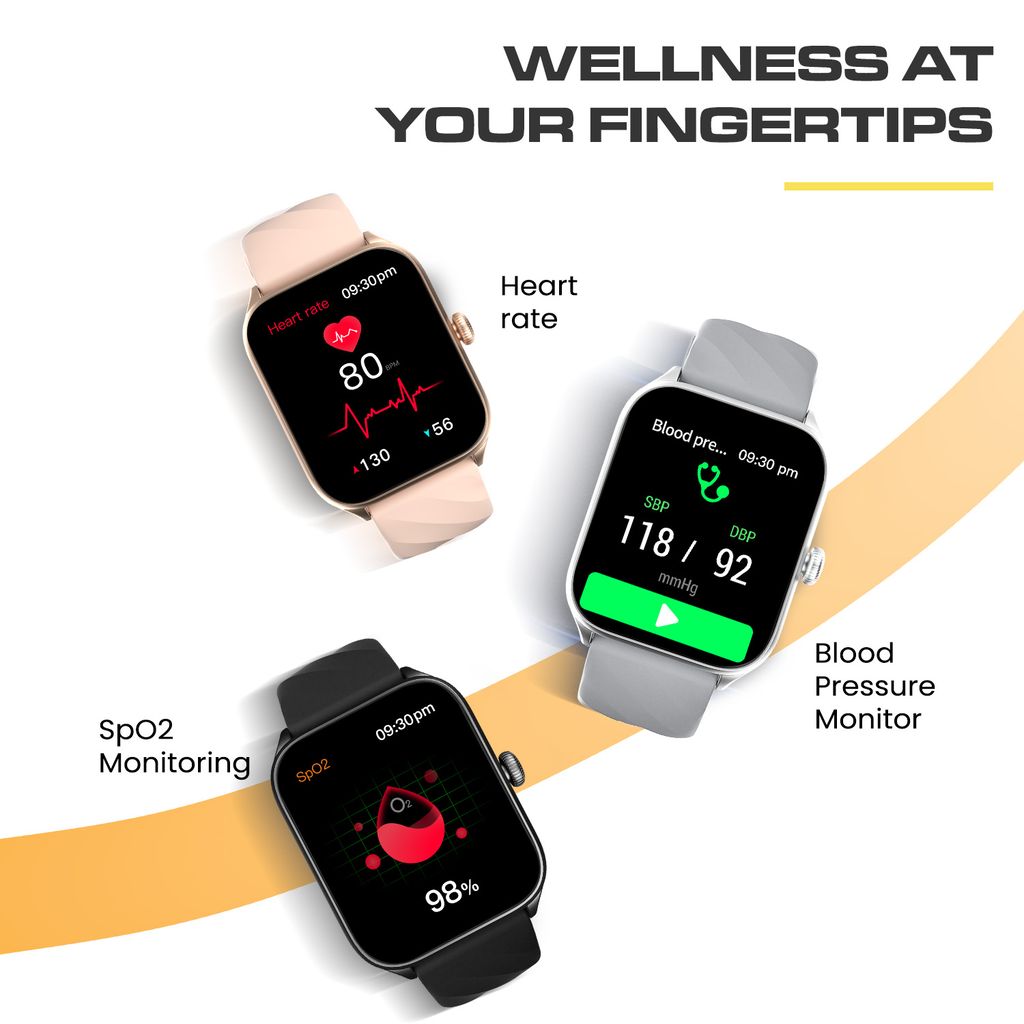 CELLECOR M1 Stew 1.83 IPS Display Smart Watch, Bluetooth Calling, Unlimited Watch Faces, 100+ Sports Modes, Health Suite, Voice Assistance (Gold-Pink)