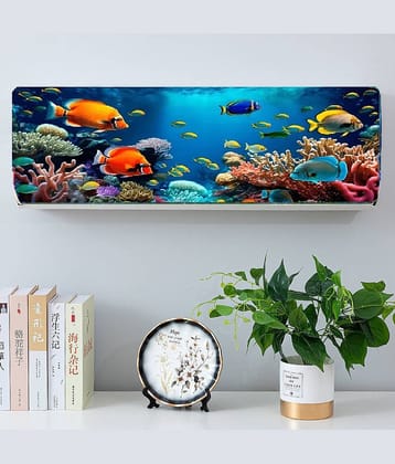 Sahaj Creation Single Poly-Cotton Blue AC Cover for 1 Ton Split AC