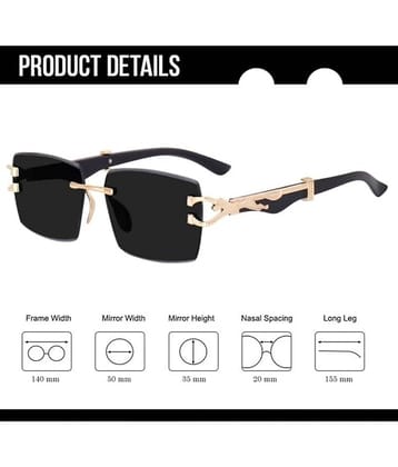 BANDSMITH Black Rectangular Sunglasses ( Pack of 1 )