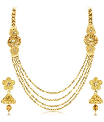 Sukkhi Alloy Golden Traditional Necklaces Set Long Haram