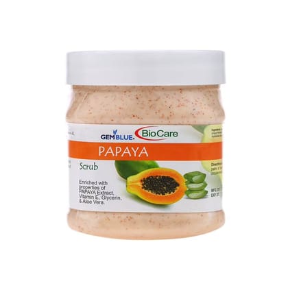 Gemblue BioCare Papaya Face And Body Scrub, Natural Skin Lightener & Detoxifier, 500 ml