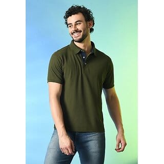 PrintCultr Solid Men Polo Neck Polyester Green T-Shirt