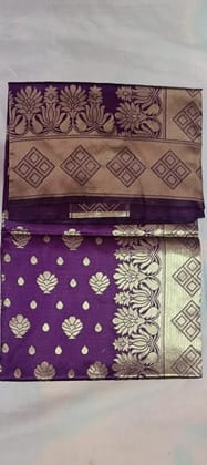 Elegant Violet and Gold Fancy Saree