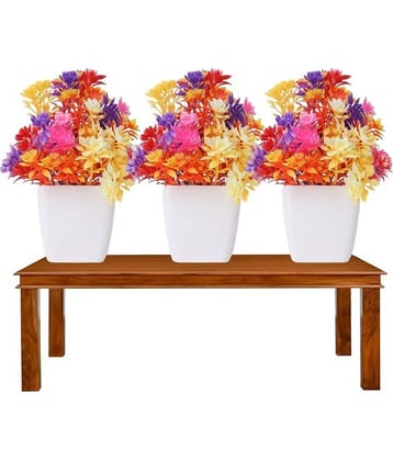 KanRaj - Multicolor Wild Artificial Flowers With Pot ( Pack of 3 )