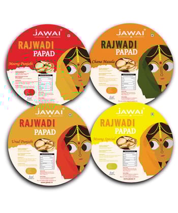 Jawai Rajwadi Papad  |Protein Rich Masala Papad | Handmade Papad | Zipper Packaging | 100% Natural |Assorted Flavours| Pack of 4-100g Each-400g