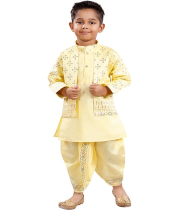 s muktar garments Baby Boys Cotton Blend Ethnic - Pattern Dhoti Kurta Set ( Yellow , Pack of 1 )