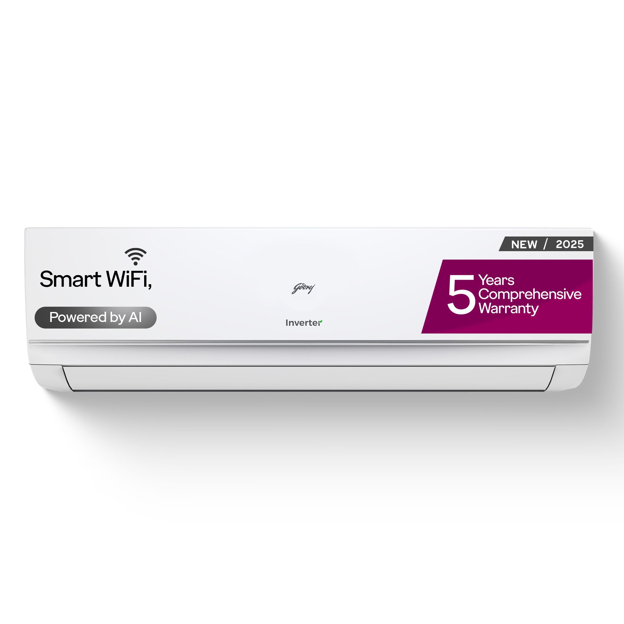 Godrej 1 Ton 3 Star, Wi-Fi, 5 Years Comprehensive Warranty, 5-In-1 Convertible Cooling Inverter Split AC (Copper, 2025 Model, Heavy duty cooling at 52 °C, AC 1T EI 12TINV3R32 WYQ IOT, White)