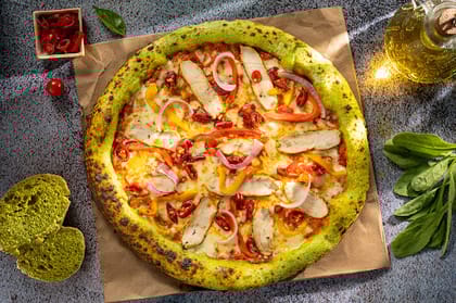 Spinach Sourdough Flame Grilled Chicken Pizza