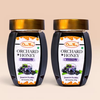 Orchard Honey Jamun Flora Honey 500gm | Pure Honey | No Additives or Preservatives | Rich in Antioxidants| Desi Honey | Wild Forest Honey for Weight loss & Digestion | Natural Shahad 250gm+250gm Pack