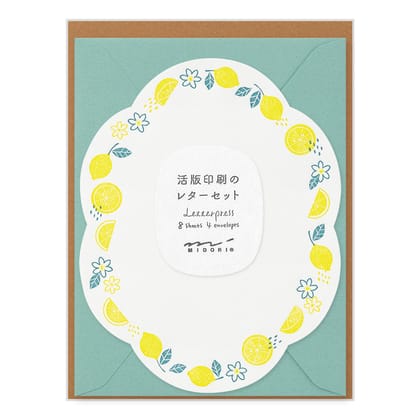 Midori Letter Set 492 Letterpress Die-cut - Lemon