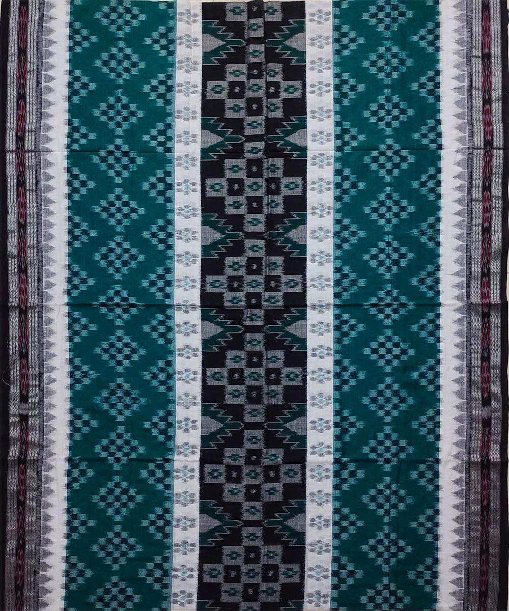 Green black colour handwoven cotton saree