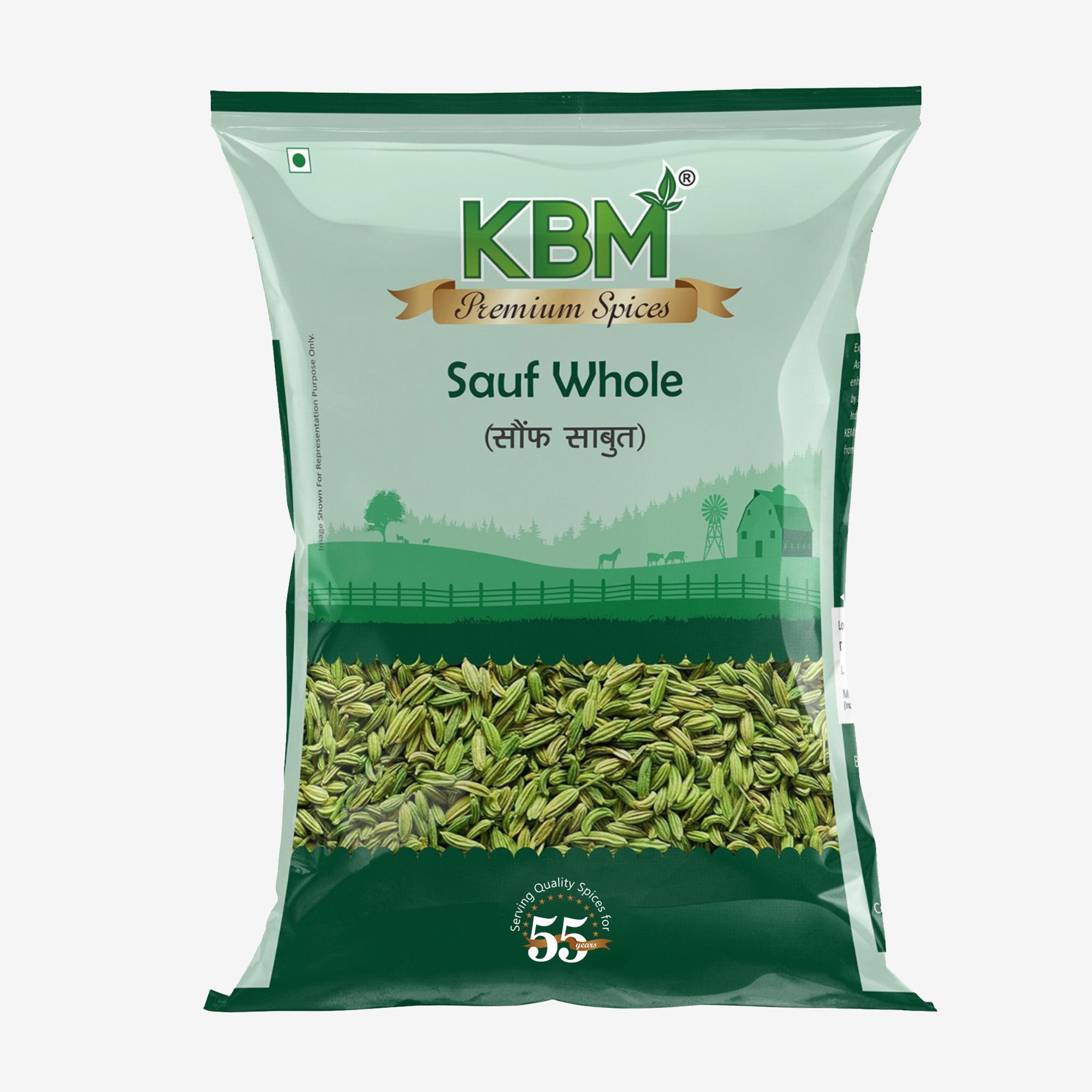 KBM Premium Spices Sauf/Fennel Whole, 200 gm Pouch