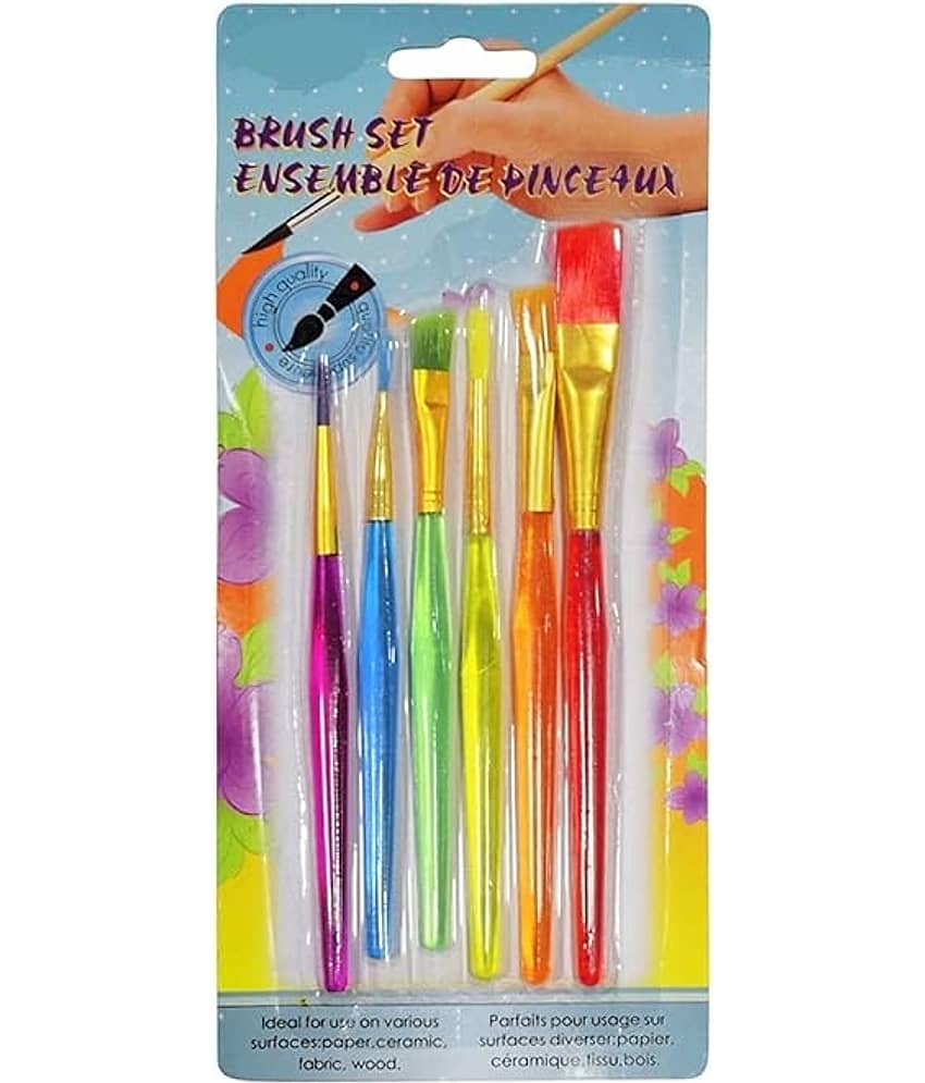 ECLET Set of 6 Different Sizes Synthetic Flat Paint Brush for Oil, Acrylic Paintings - Painting Art