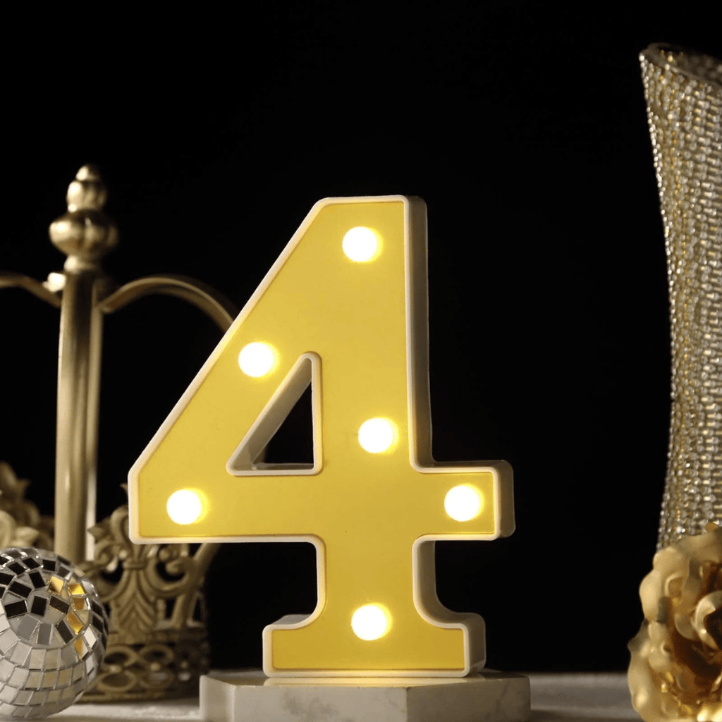 No.4 LED Golden Marquee - Party and Festive Needs | Buy online on ZillyBuy