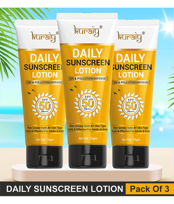 KURAIY SPF 50 PA+++ Sunscreen UV Lotion sunblock 75ML PACK OF 3