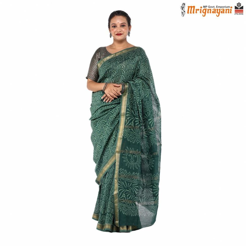 HANDLOOM MAHESHWARI SILK SAREE WITH BLOUSE (SKU - 3I0102170522, SAREE-1051) - Sarees | Buy online on ZillyBuy