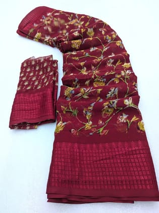 georgette saree with dobby border Chattai border