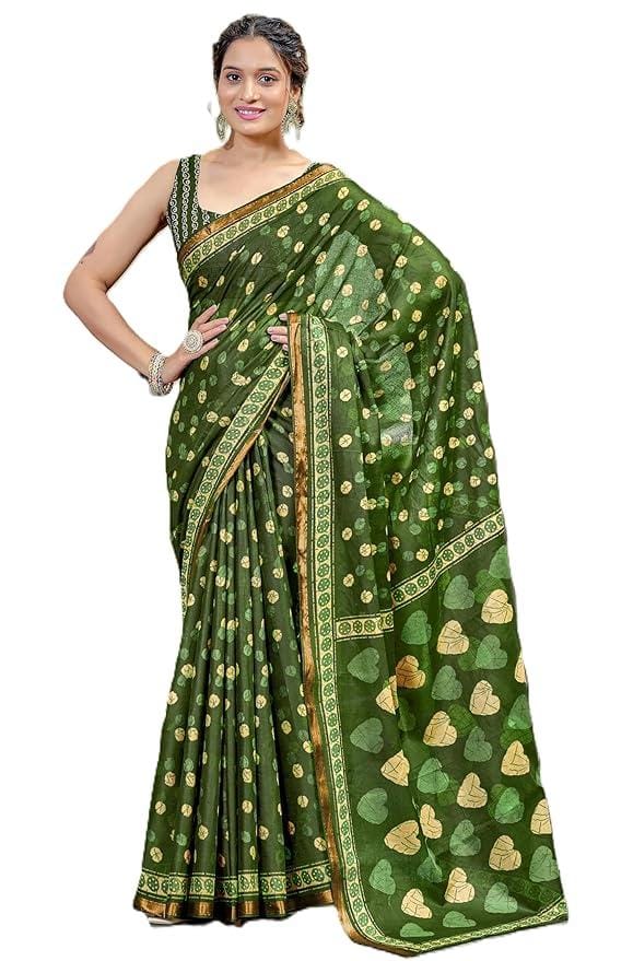Women's Cotton Printed Saree With Unstitched Blouse Piece