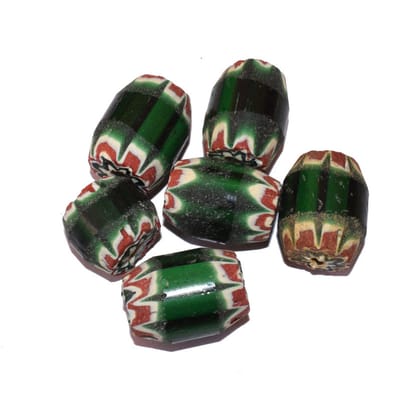 Chevron Glass  beads, 6-layer glass chevron beads, Venetian chevron, trade bead Venetian, African trade bead, vintage Murano glass beads , BWSRON-011-Per Packet of 6 Pieces (50 Gram) / 33X28 MM