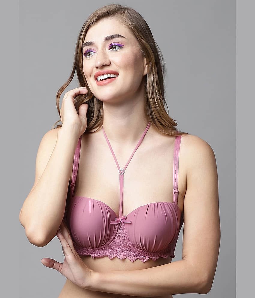 PrettyCat Polyester Heavily Padded Women's Balconette Bra ( Black )