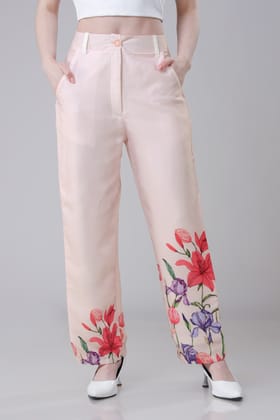 Crushing Out Loud - Printed Trouser For Women-XXS / Crepe Pink / BT0042-DPIS00060-2.5 MTR- FAB3200320 -2 MTR-NIL-NIL-THW001-NIL-ZPL001-BT0059-1-NIL-NIL-NIL