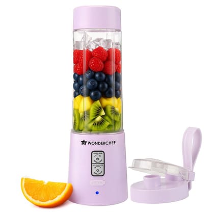 Wonderchef Twister Portable Blender, 500ml, Dual-rotation Stainless-steel Blades, For Crushing Ice, Smoothies, Shakes, For Backpacks/Office Bags, Type-c Charge, 1-Yr Warranty, Lavender Wonderchef Twister Portable Blender, 500ml, Dual-rotation Stainless-s